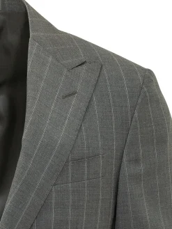 Abito Gessato con Giacca a Due Bottoni e Pantaloni