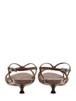 Amara Patent Sandals with Criss Cross Straps