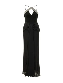 Astros Long Dress with V Neck
