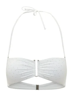 Bandeau Bikini Top with Neck Tie and Front Closure