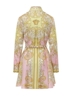 Baroque Print Silk Twill Dress