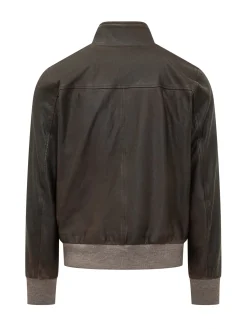 Bomber con Collo Alto e Zip