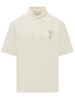 Boxy Fit Patch Polo with Collar and Logo