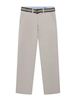 Boys Bedford Cotton Pants with Striped Belt