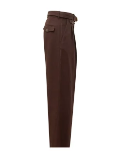Brown Wide-Leg Trousers with Belt