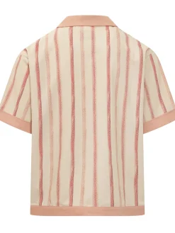 Camicia a Maniche Corte con Stampa e Righe