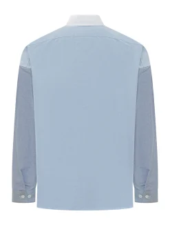 Camicia con Colletto a Contrasto e Tasca Applicata