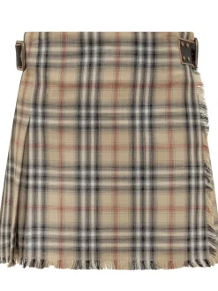 Checked Mini Skirt with Frayed Hem