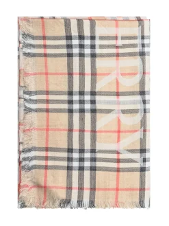 Check Pattern Scarf With Logo