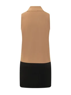 Color Block Knit Mini Dress with Jewel Buttons