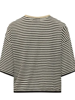 Crewneck Cardigan with Stripes