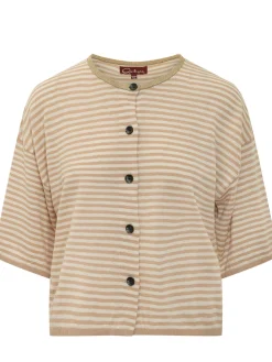 Crewneck Cardigan with Stripes