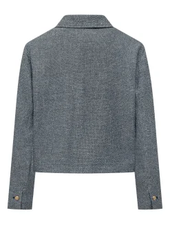 Cropped Jacket with Collar and Flap Pockets