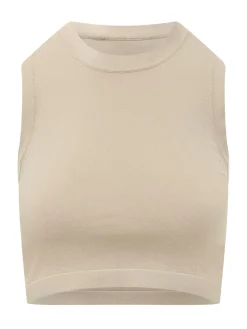 Cropped Sleeveless Top with Crew Neck