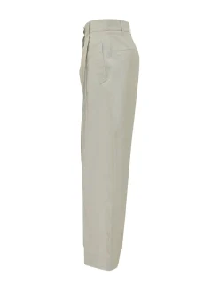 Curved Leg Trousers with Pleats