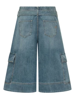 Denim Bermuda Shorts with Cargo Pockets