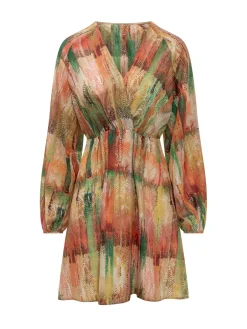 Draped Short Dress with Print