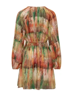 Draped Short Dress with Print