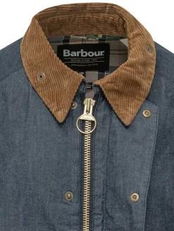 Giacca Transport in Denim con Colletto a Contrasto