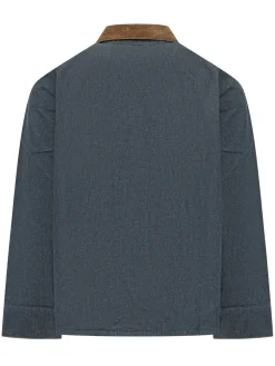 Giacca Transport in Denim con Colletto a Contrasto