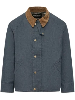 Giacca Transport in Denim con Colletto a Contrasto