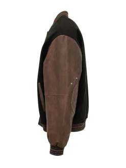Giacca Varsity con Maniche a Contrasto e Patch