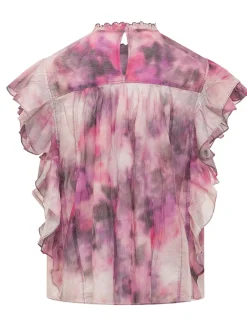 High Neck Top with Ruffle Sleeves