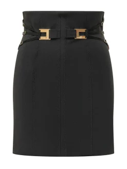 High Waist Skirt with Straps and Buckles