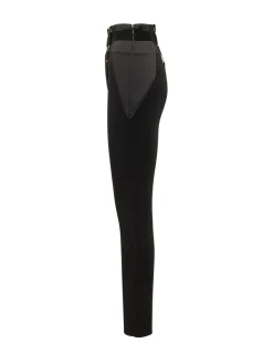High Waist Trousers with Belt and Metal Details