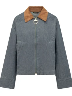 Jacket with Velvet Collar and Zip Closure