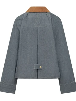 Jacket with Velvet Collar and Zip Closure