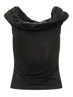 Jersey Bustier Top with Draped Neckline