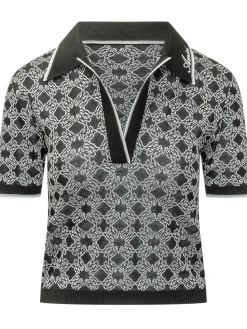 Knit Polo with Geometric Motif
