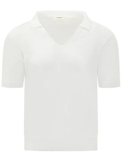 Knitted Polo with V Neck and Collar