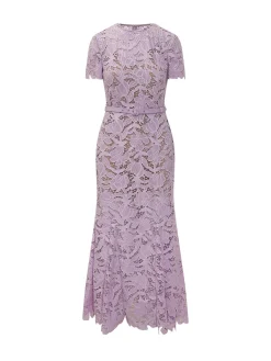 Lace Midi Dress with Belt