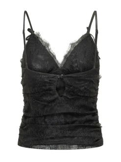 Lace Top with Straps and V Neck