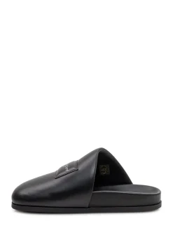 Leather Mules with Logo