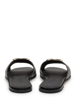 Leather Sliders with Metal Detail