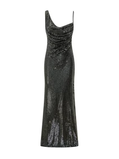 Long Draped Dress with Rhinestones