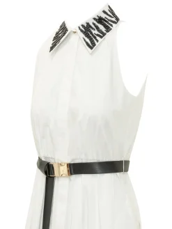 Long Dress with High Neck and Belt