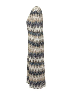 Long Sleeve Long Cardigan with Front Closure and Abstract Pattern
