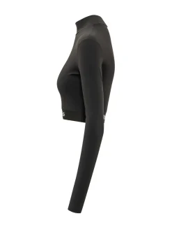 Long Sleeve Mockneck Top with Logo Band