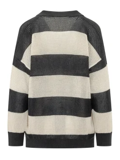 Mesh Knit Cardigan with Buttons