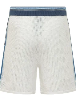 Mesh Knit Shorts with Side Stripes
