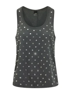 Mesh Tank Top with Embellishments