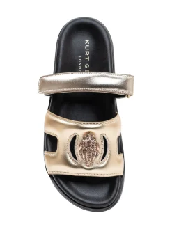Metallic Leather Cut-Out Sandals