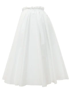 Midi A Line Skirt with Gathered Waist