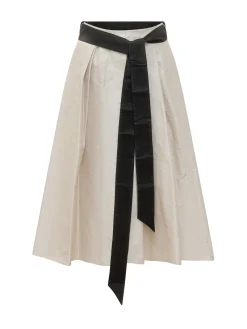 Midi Skirt with Contrast Belt
