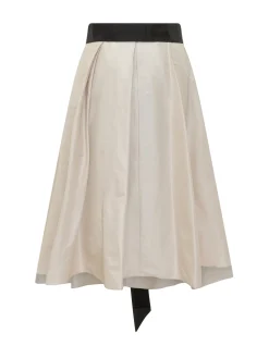 Midi Skirt with Contrast Belt
