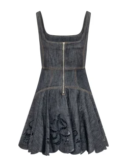 Mini Dress with Floral Embroidery